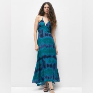 Pull&Bear Vibrant Blue and Green Maxi Dress